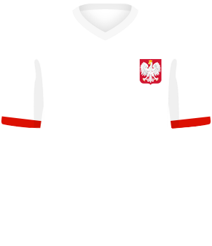 Biała koszulka reprezentacji Polski z orzełkiem na piersi