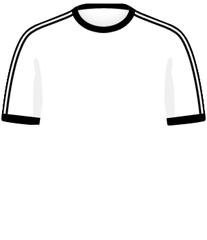 Biała koszulka RFN, z czarną otoczką pod szyją i czarnymi końcówkami rękawów, mistrzostwa świata 1974 roku