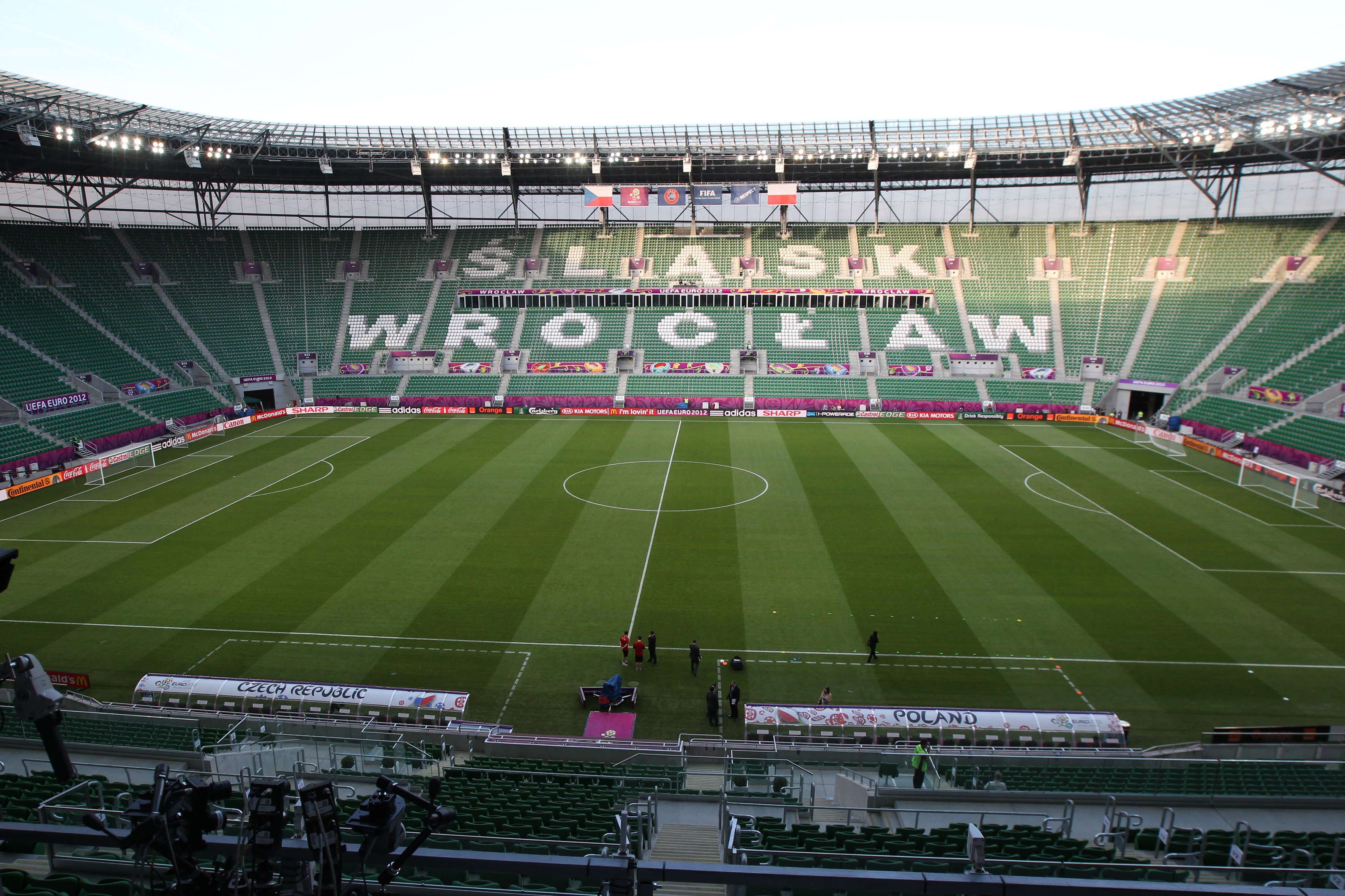 Panorama stadionu we Wrocławiu.