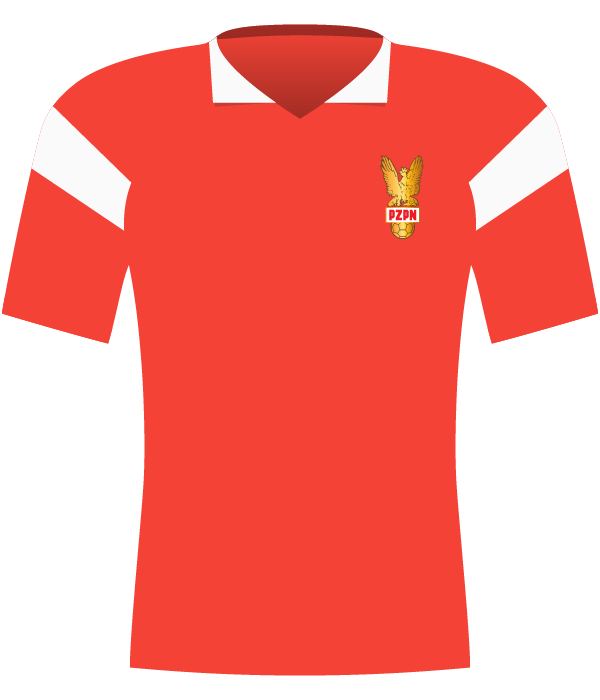 Czerwona koszulka Polski z eliminacji MŚ 1994.