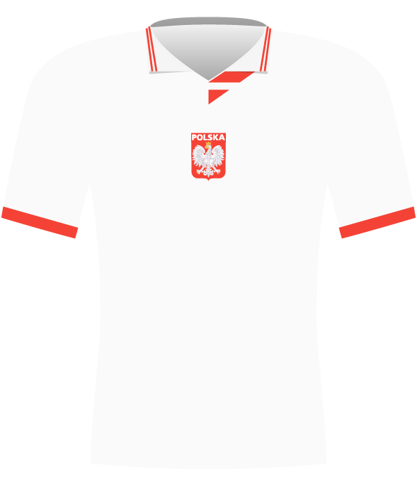 Biała koszulka reprezentacji Polski.