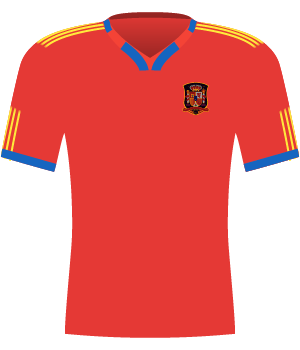 Czerwona koszulka Hiszpanii z 2010 roku.