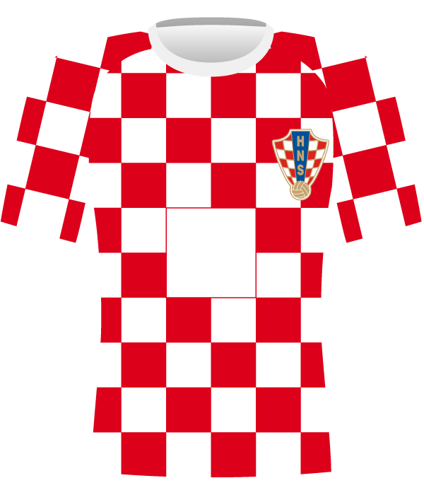 Koszulka Chorwacji w czerwono-białą szachownicę z 2006 roku.
