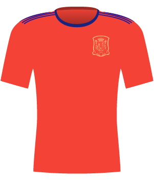 Czerwona koszulka reprezentacji Hiszpanii z eliminacji Euro 2021 kobiet.