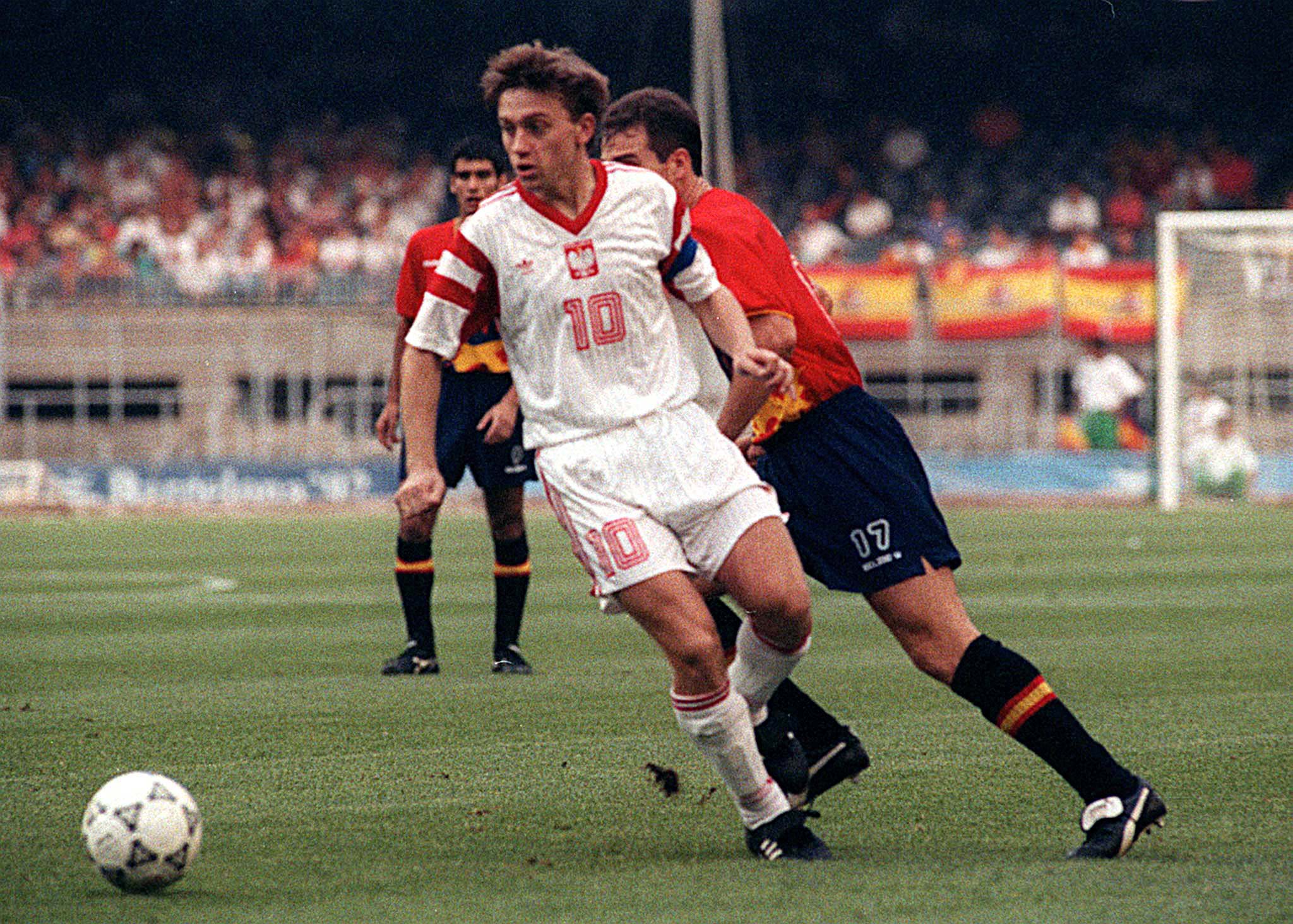 Jerzy Brzęczek podczas finału igrzysk olimpijskich w 1992 roku w Barcelonie (2:3 z Hiszpanią).