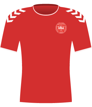 Czerwona koszulka Danii z 2018 roku.
