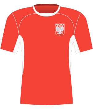 Czerwona koszulka Polski z 2004 roku.