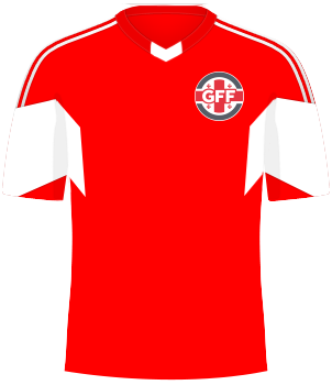 Czerwona koszulka reprezentacji Gruzji z lat 2014-2015.