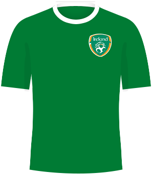 Zielona koszulka reprezentacji Irlandii w meczach z Polską z lat 2014-2015.