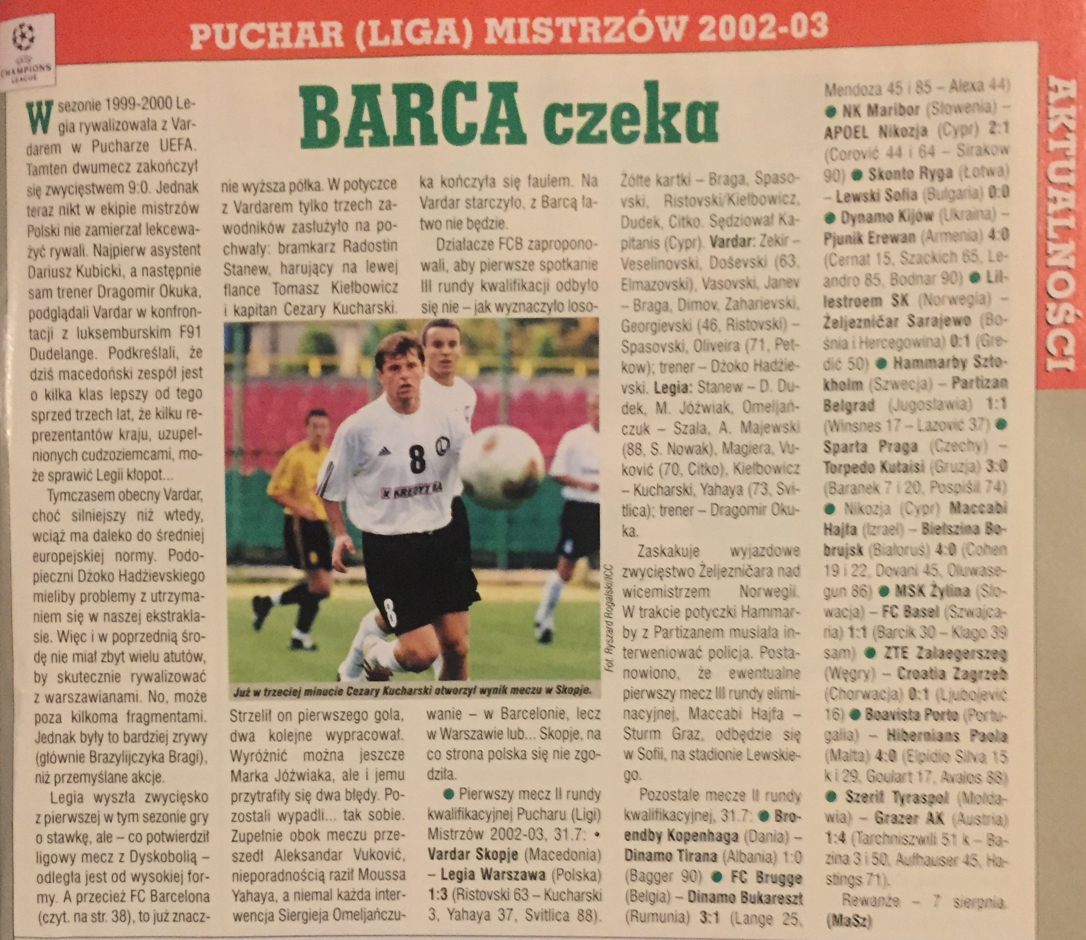 Piłka Nożna po meczu Vardar Skopje – Legia Warszawa 1:3 (31.07.2002)