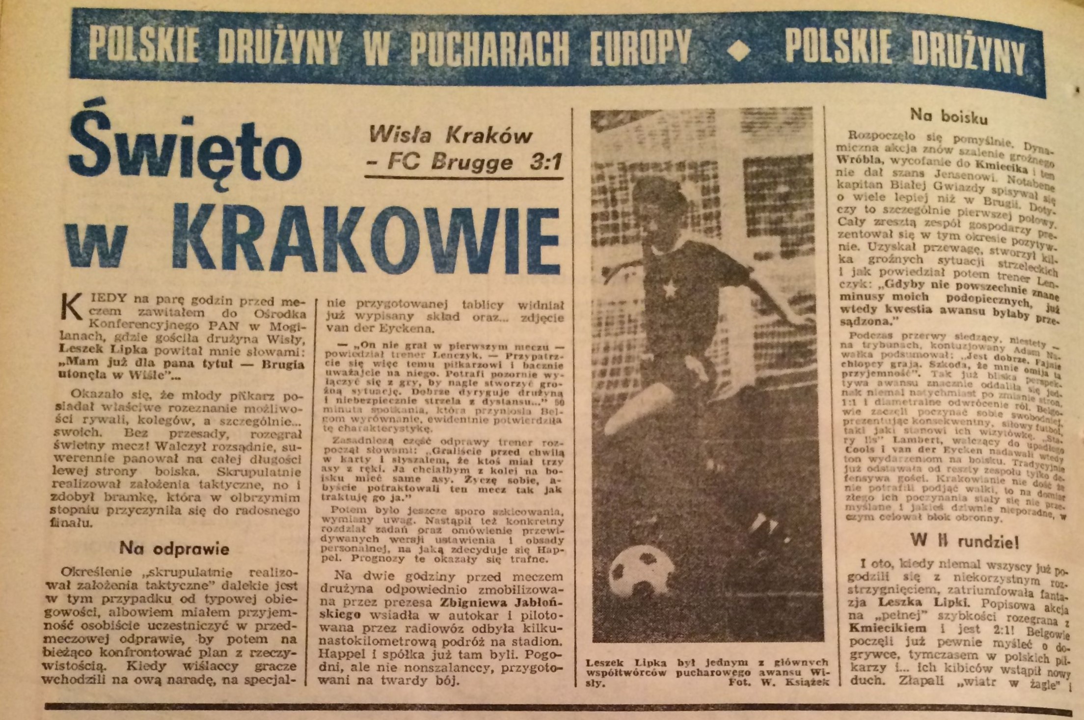 Piłka Nożna po meczu Wisła Kraków - Club Brugge 3-1 (27.09.1978) strona 1.