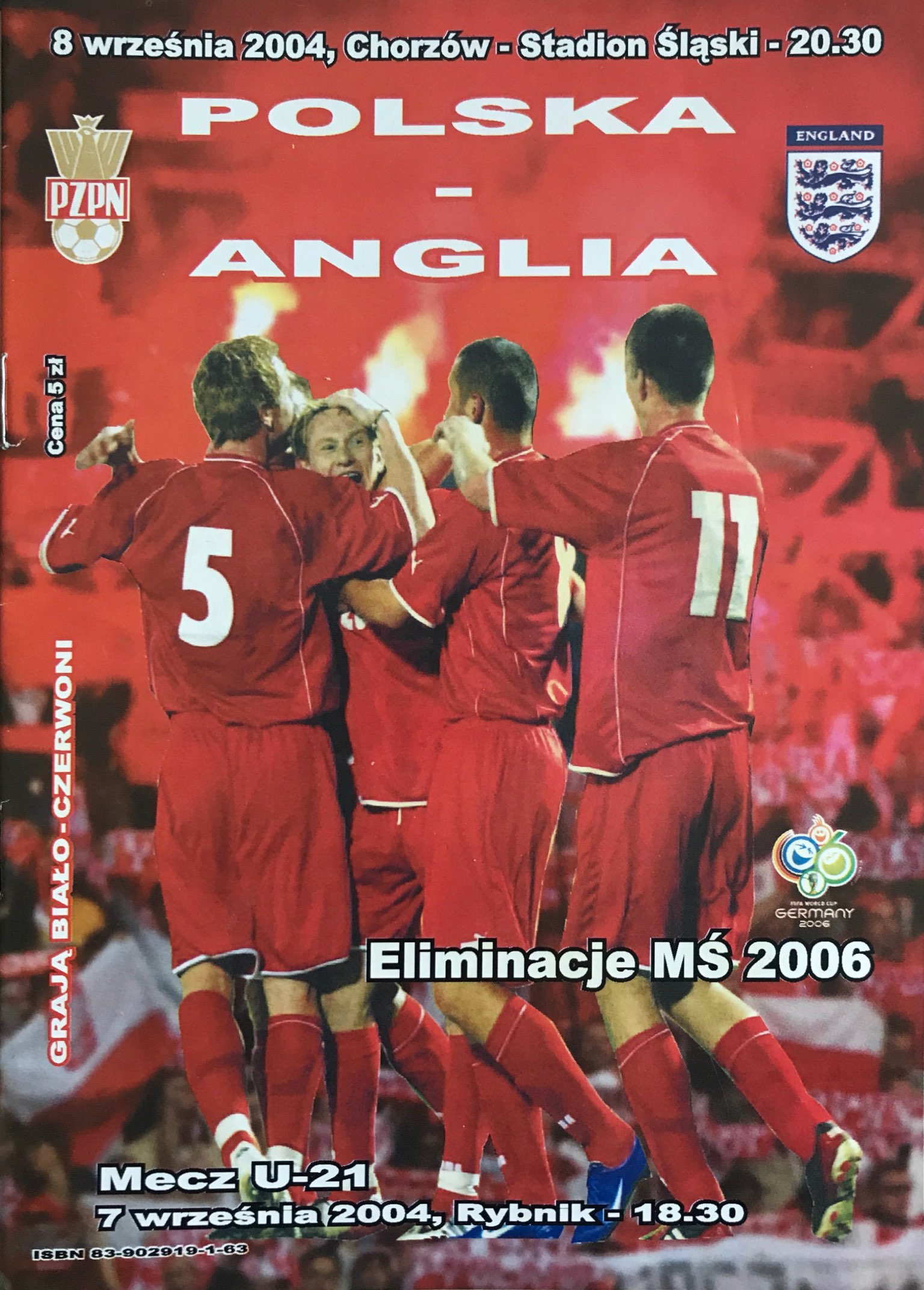 Program meczowy Polska - Anglia 1:2 (08.09.2004).