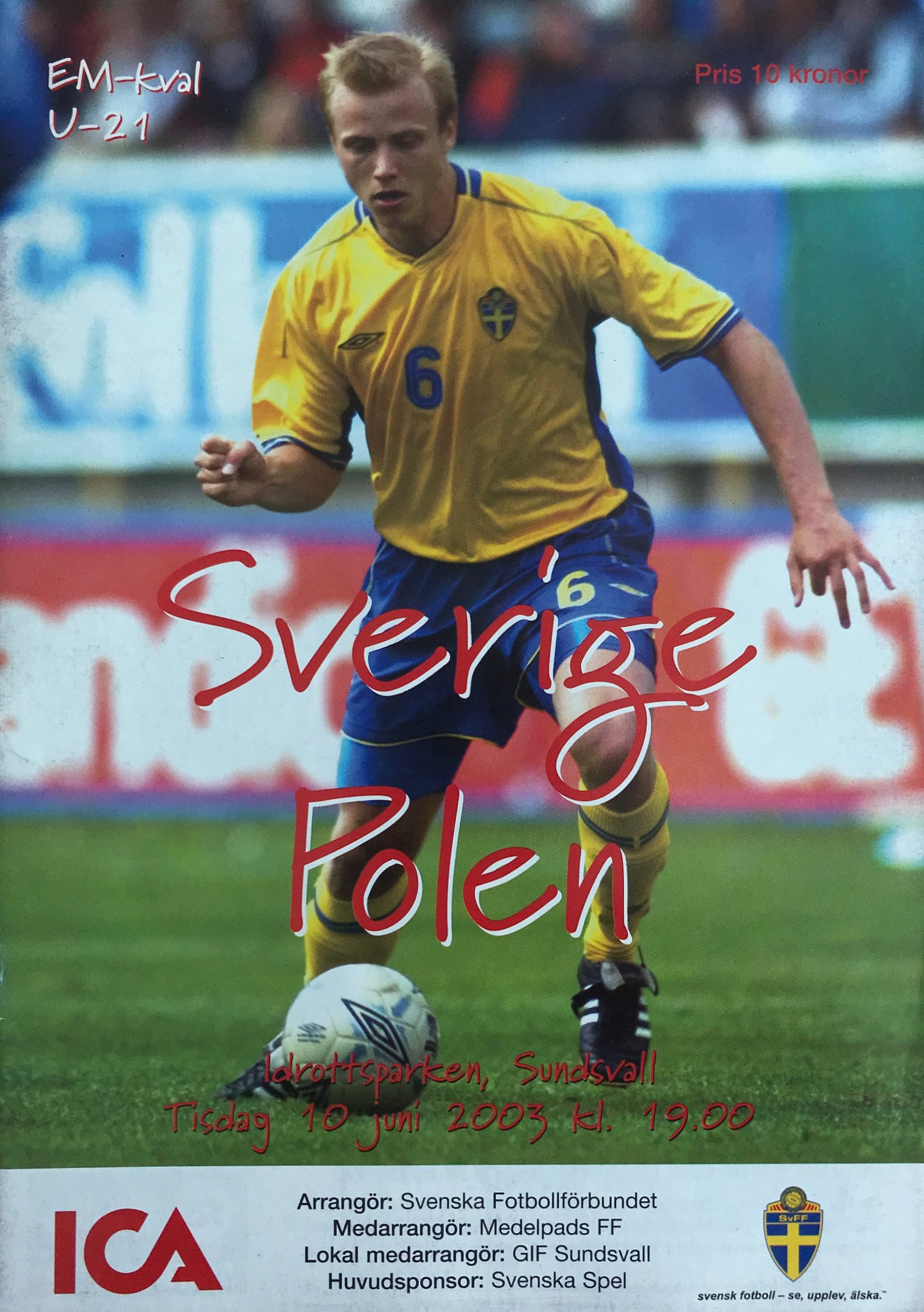 Program meczowy Szwecja - Polska 1:1 U21 (10.06.2003)