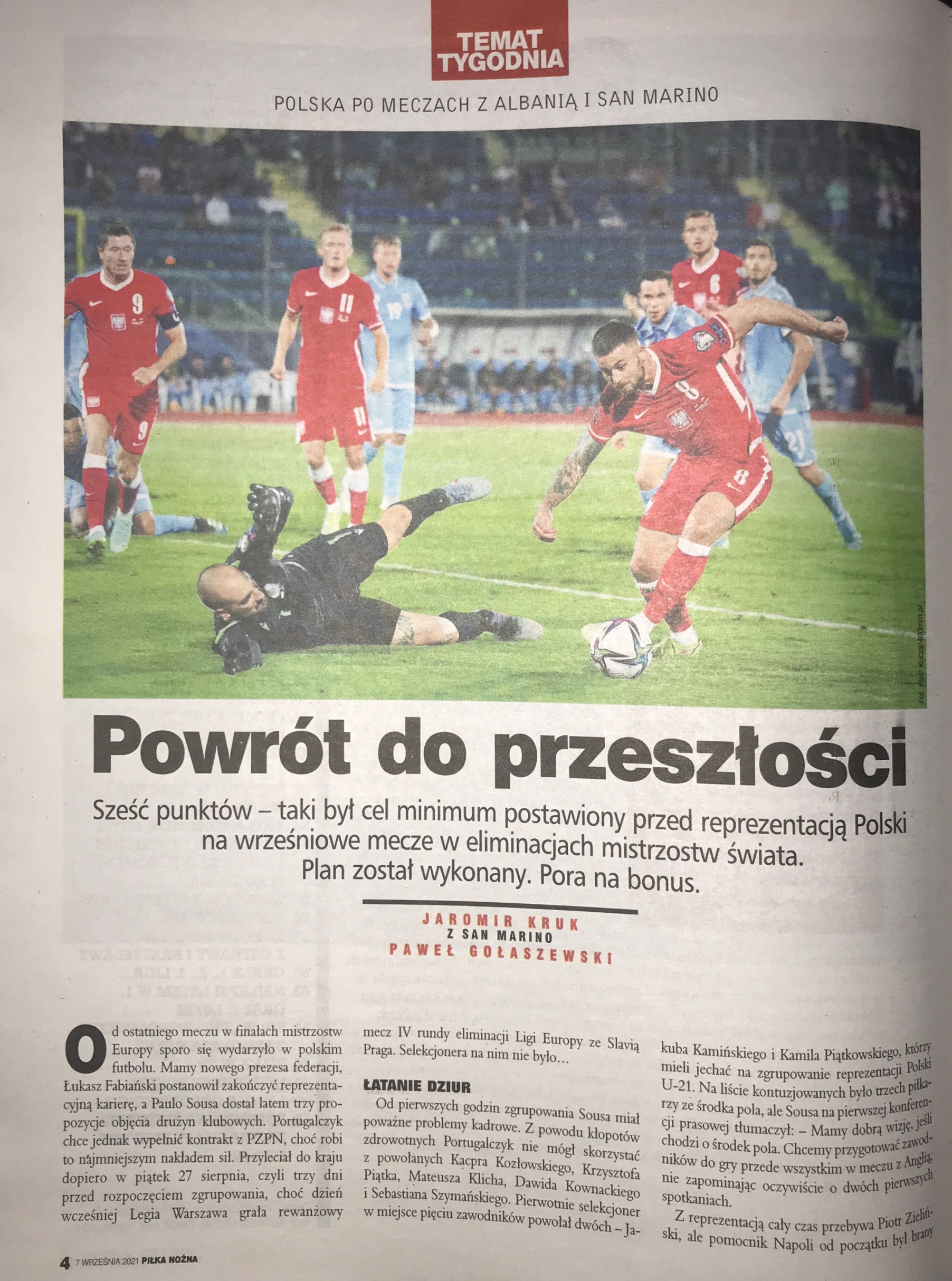 Piłka Nożna po meczach Polska - Albania (02.09.2021) i San Marino - Polska 1:7 (05.09.2021).