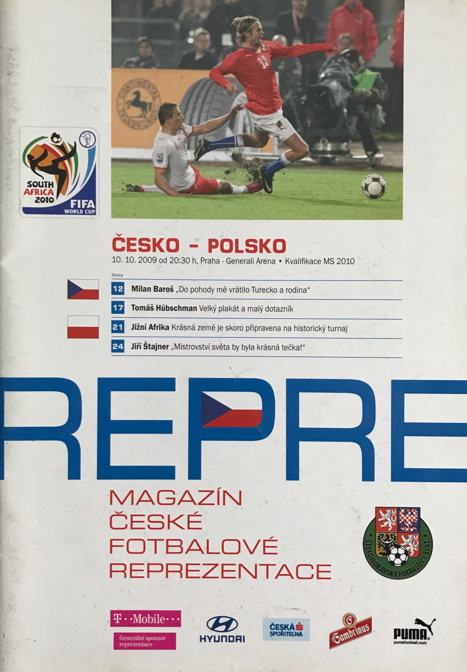 Program meczowy Czechy - Polska 2:0 (10.10.2009).