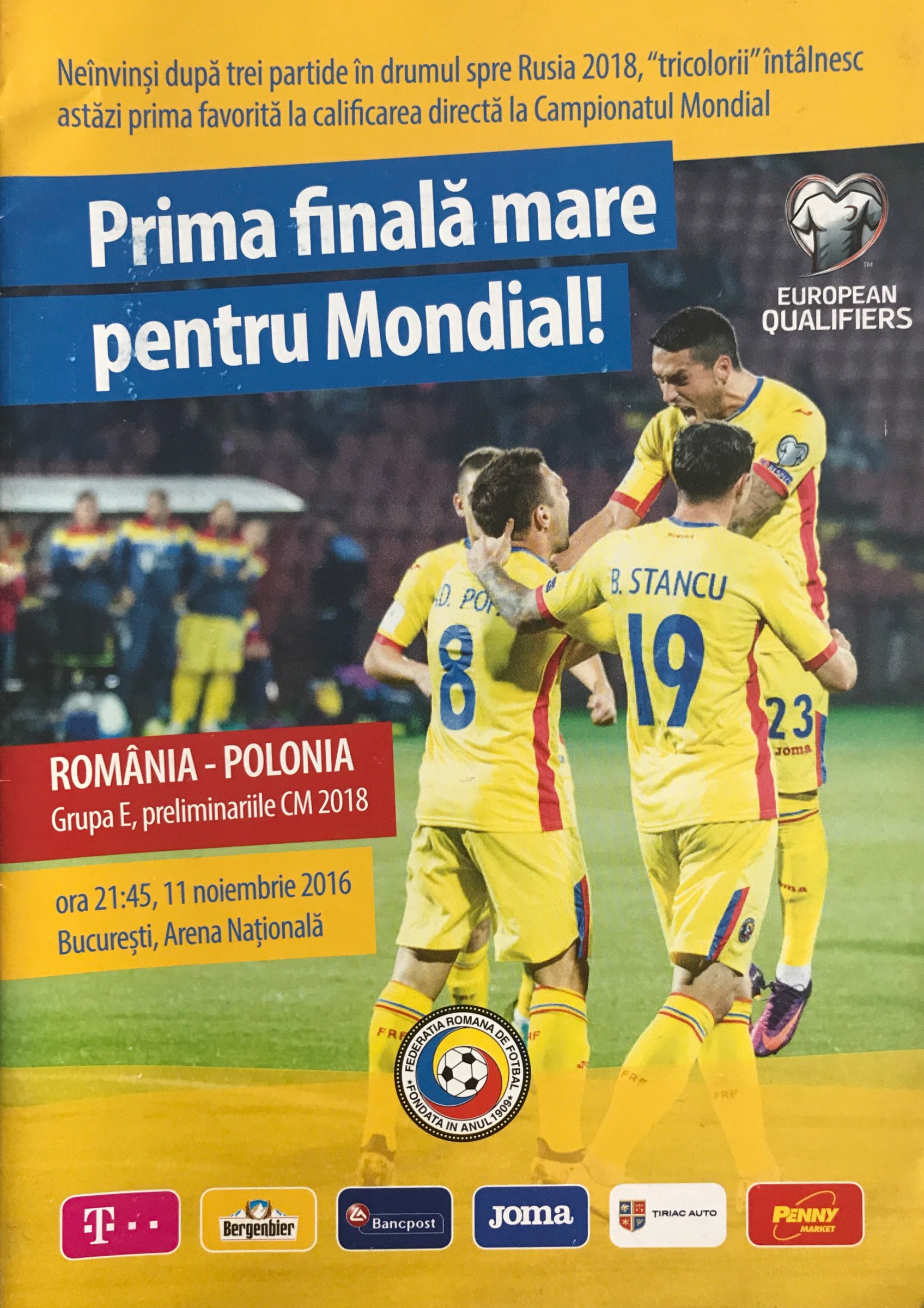 Program meczowy Rumunia - Polska 0:3 (11.11.2016).