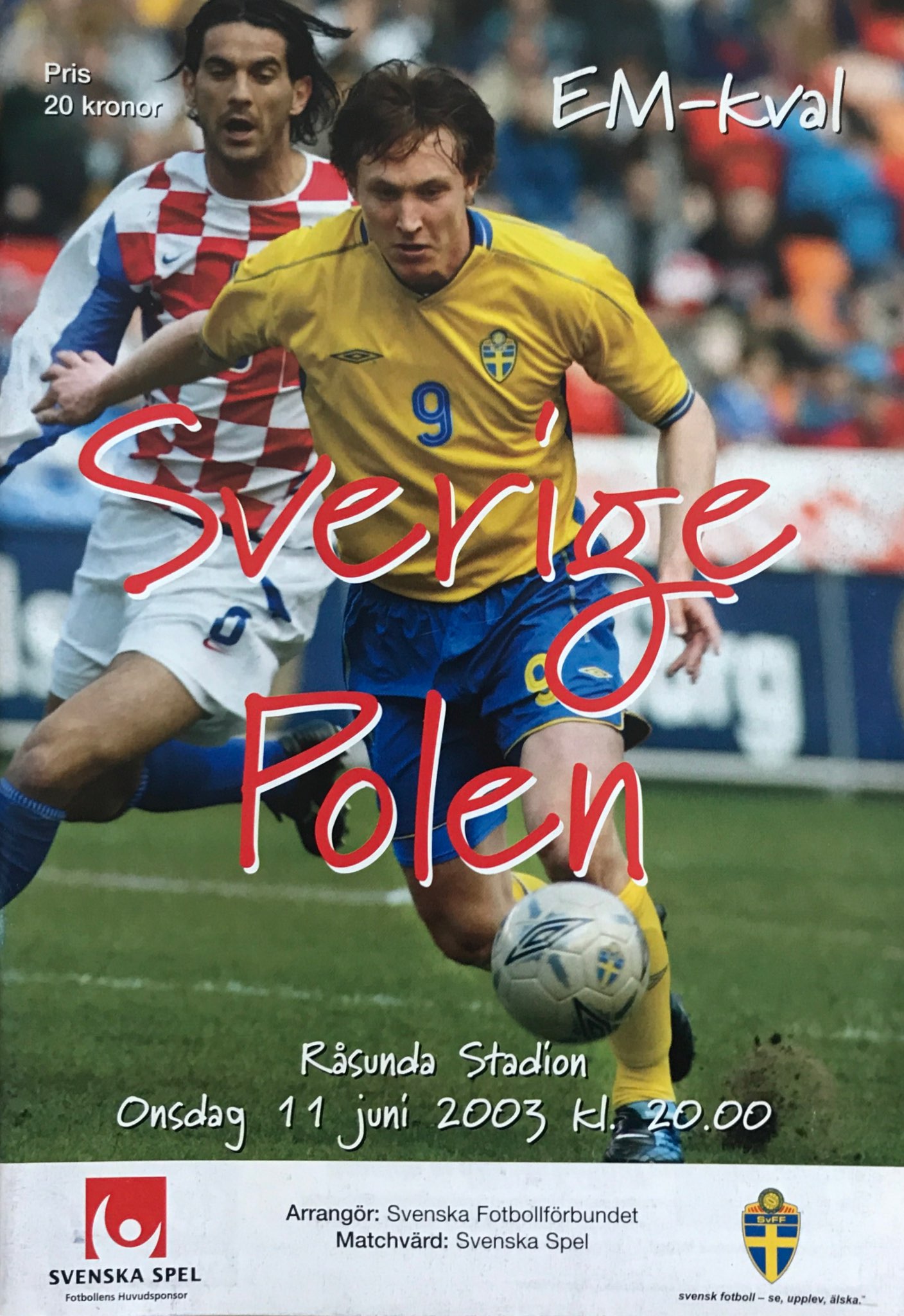 Program meczowy Szwecja - Polska 3:0 (11.06.2003).