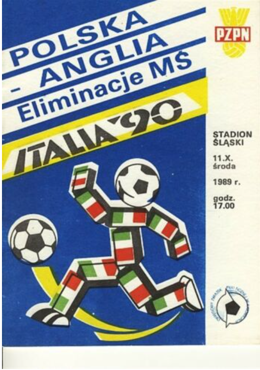 Program meczowy Polska - Anglia 0:0 (11.10.1989).