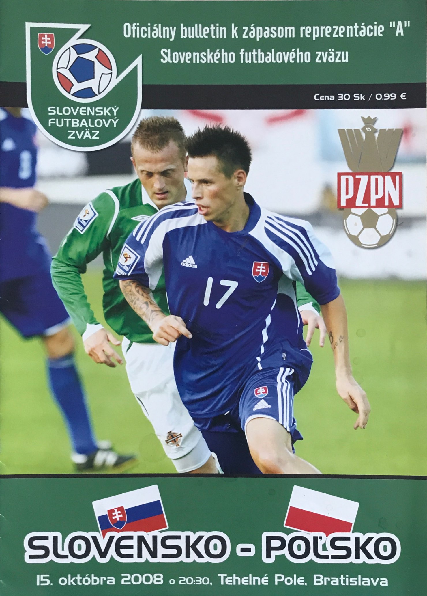 Program meczowy Słowacja - Polska 2:1 (15.10.2008).
