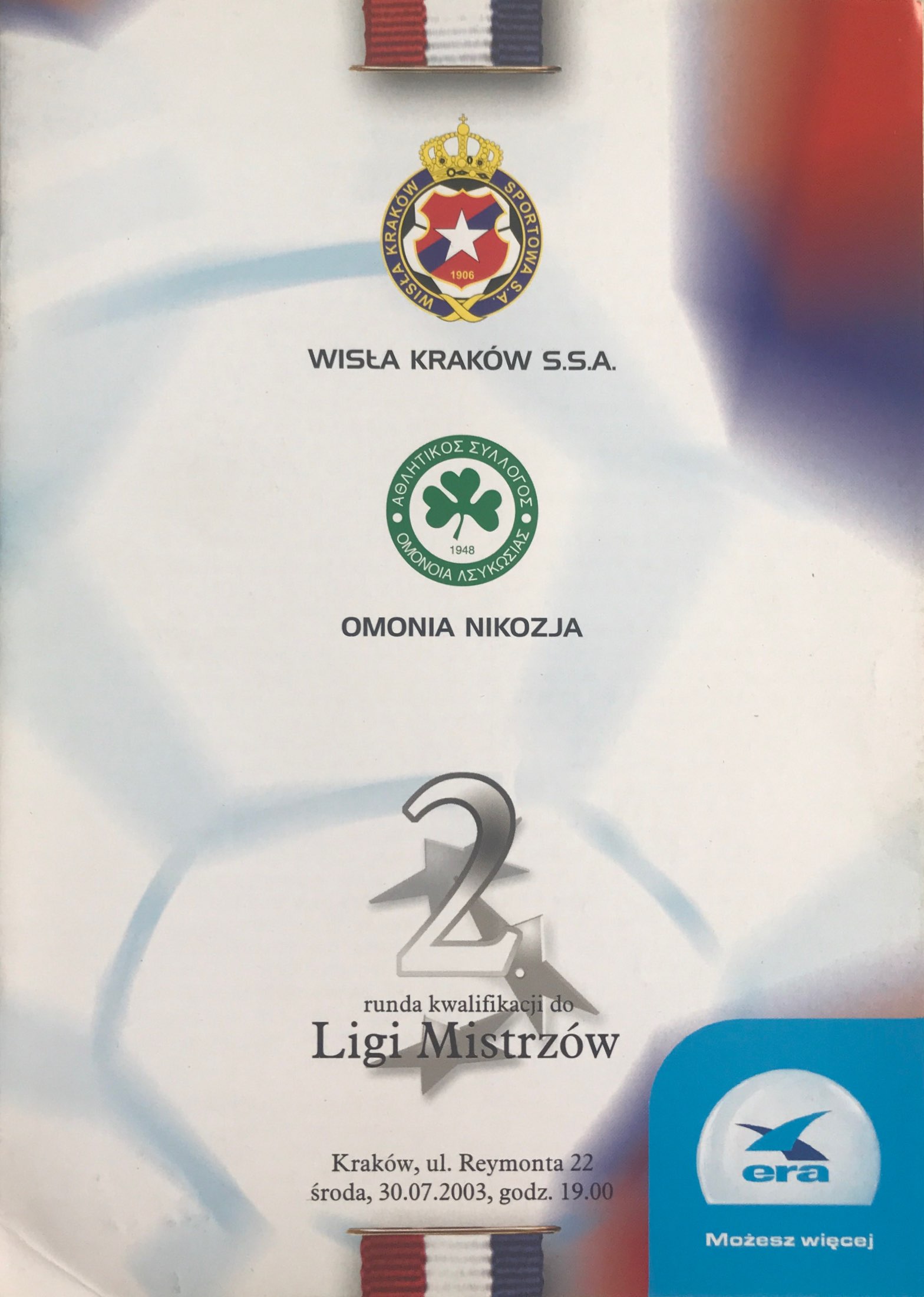 Program meczowy Wisła Kraków - Omonia Nikozja 5:2 (30.07.2003)