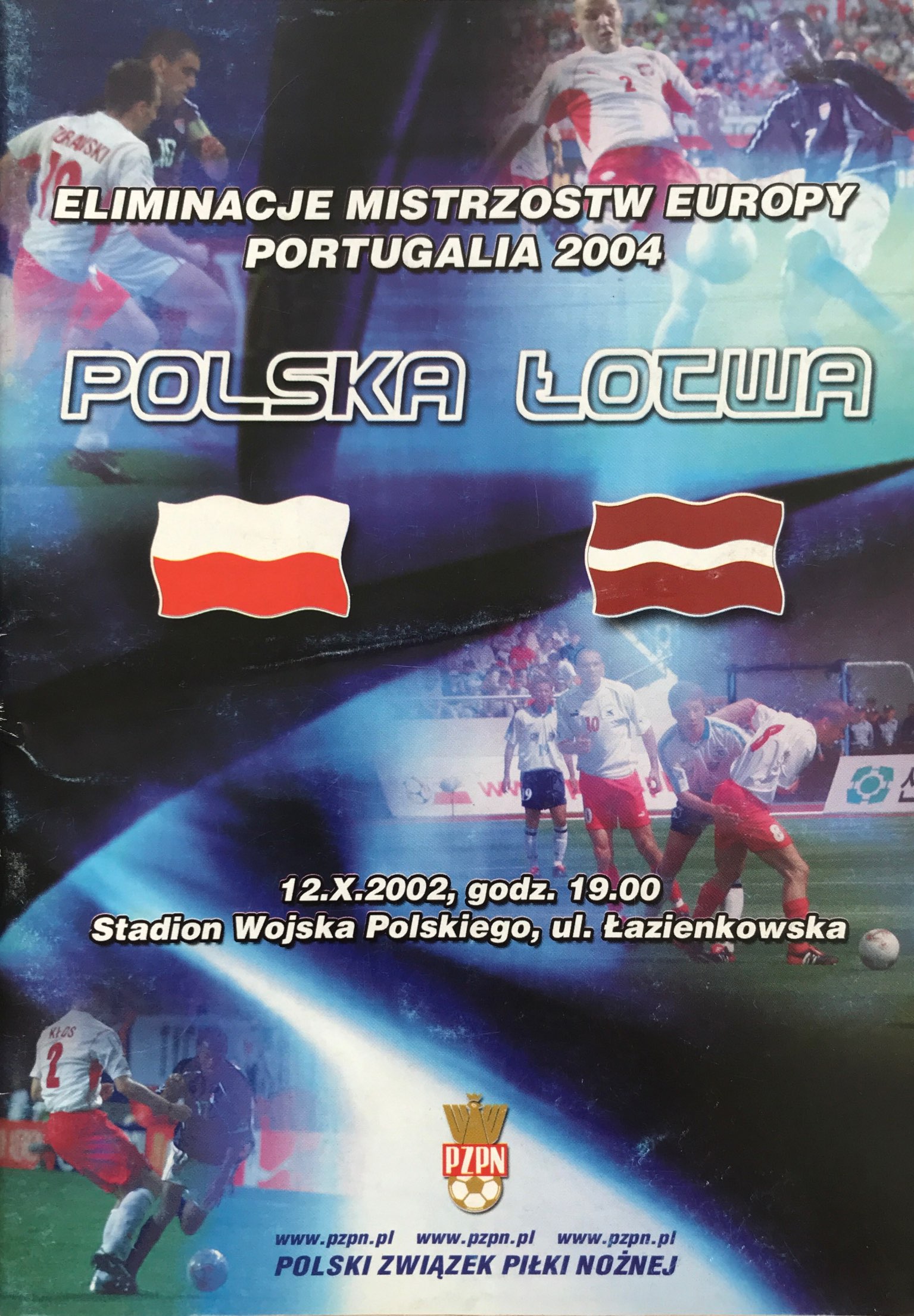 Program meczowy Polska - Łotwa 0:1 (12.10.2002).