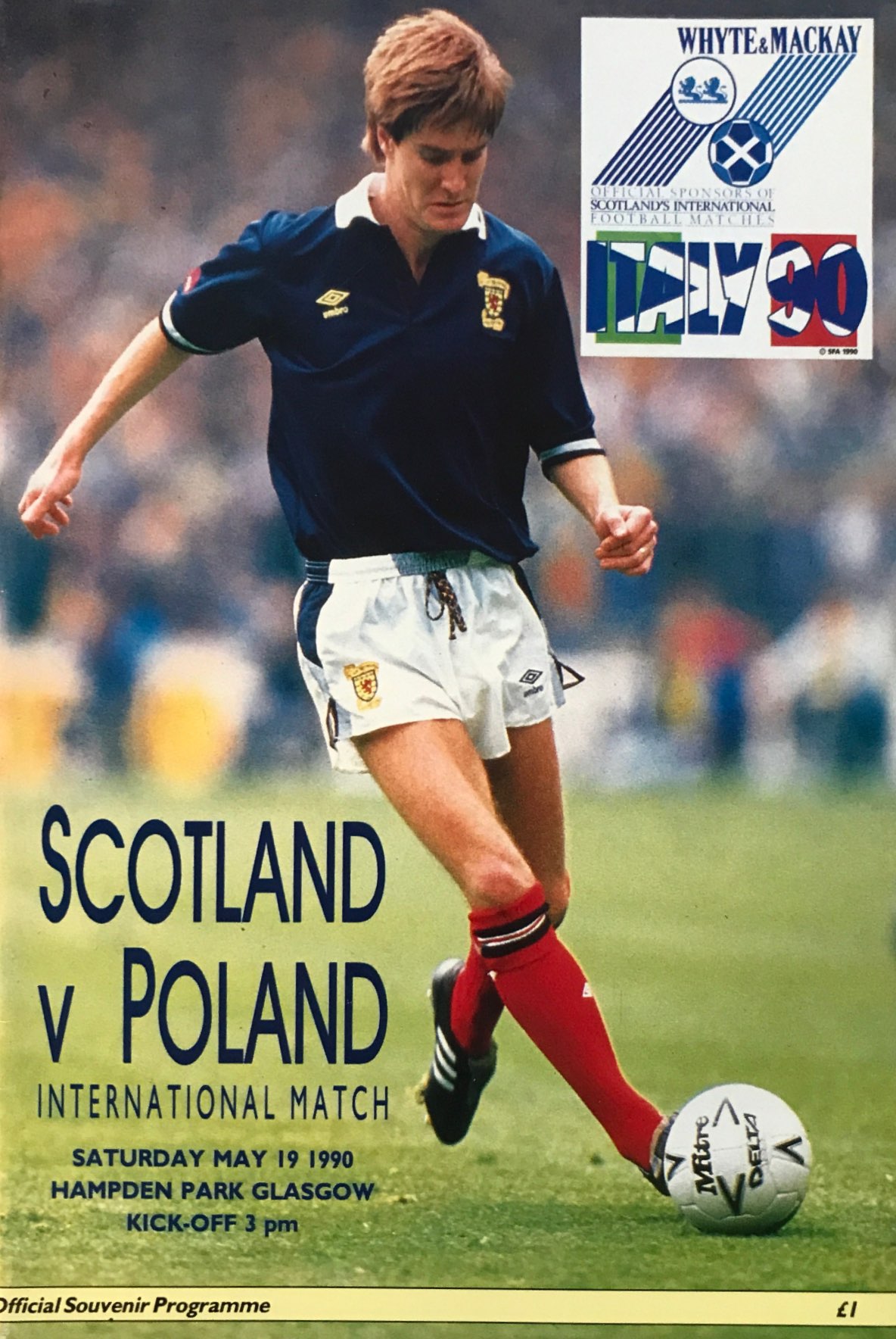 Program meczowy Szkocja - Polska 1:1 (19.05.1990).