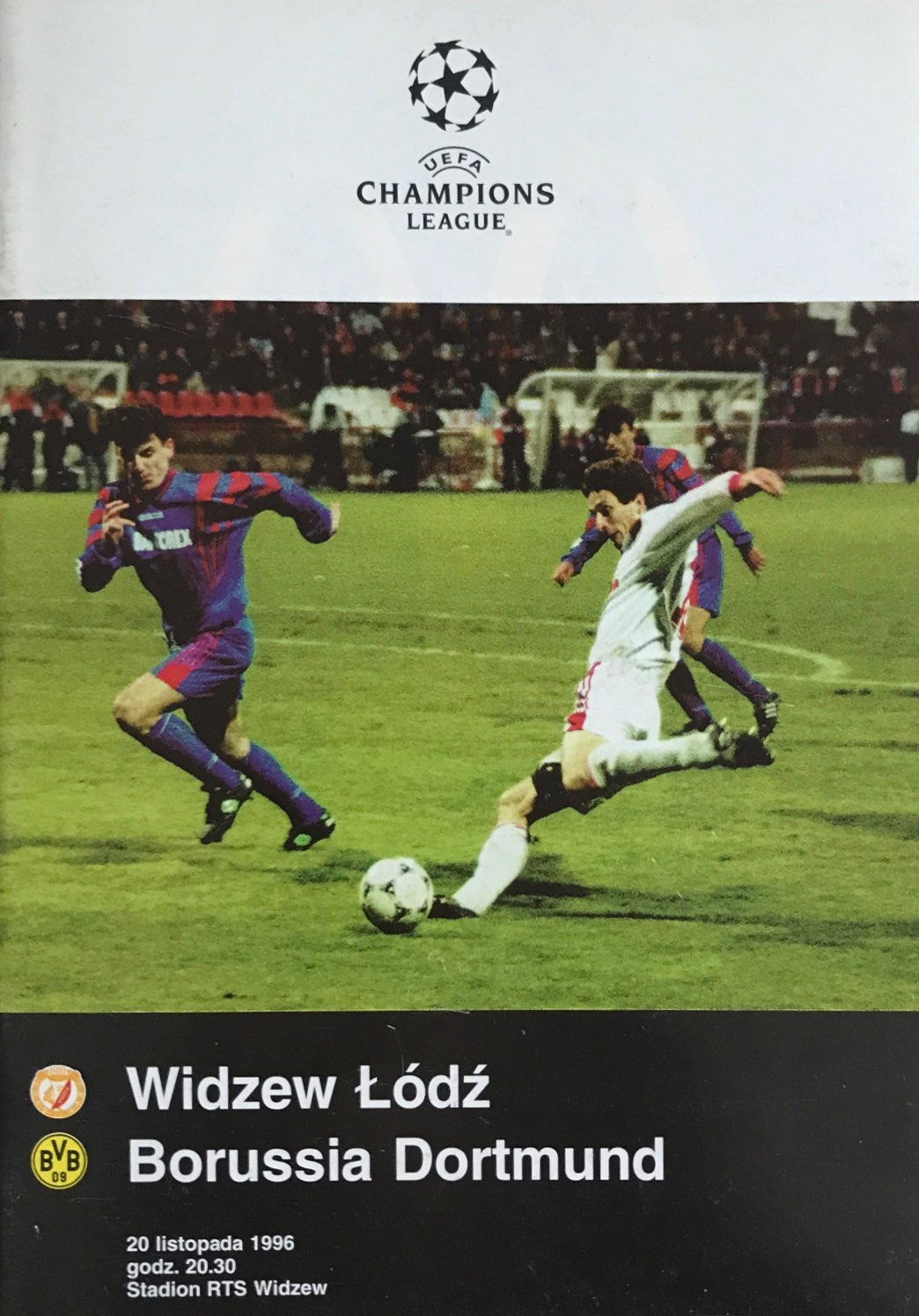 Program meczowy Widzew Łódź - Borussia Dortmund 2:2 (20.11.1996).