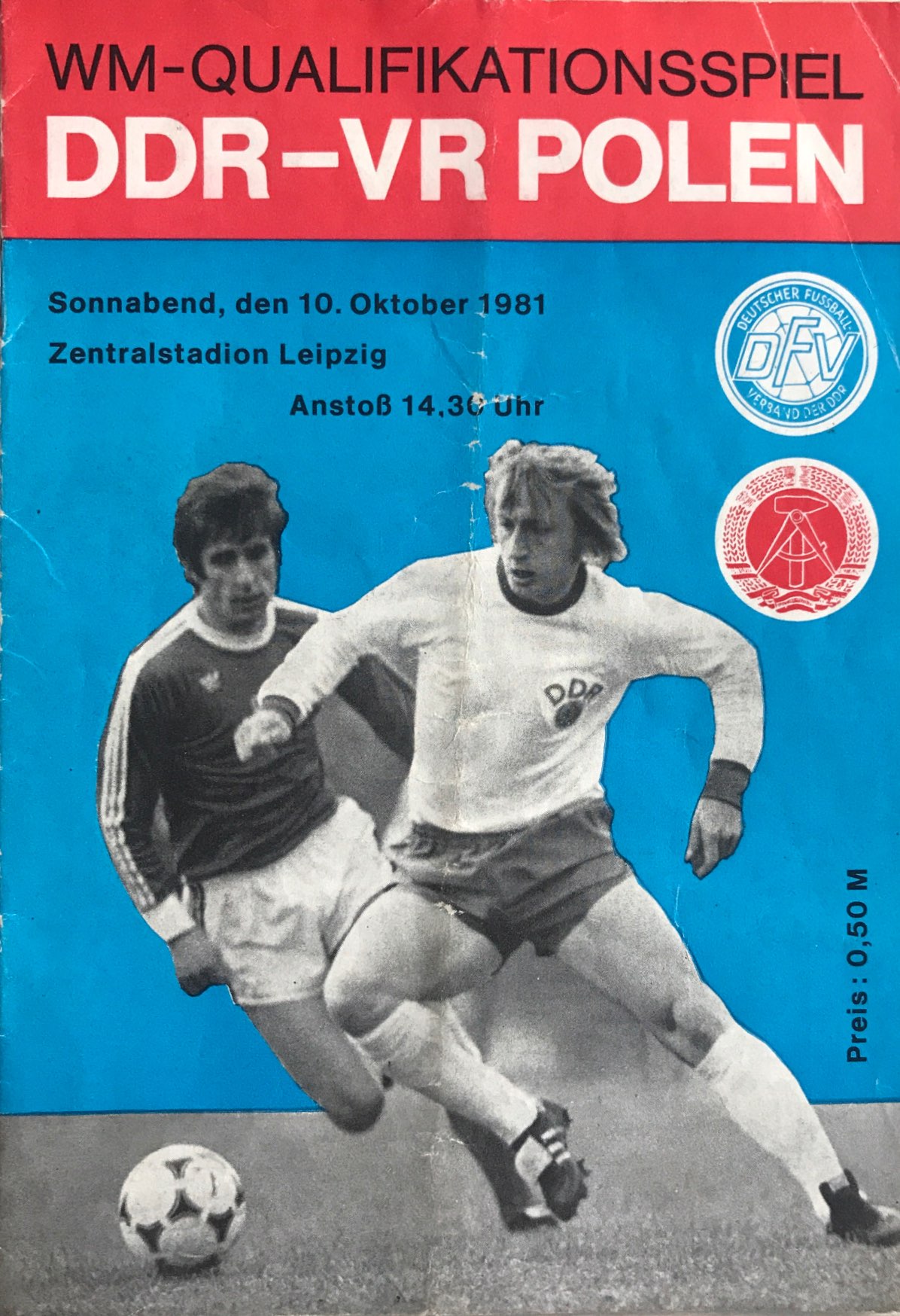 Program meczowy NRD - Polska 2:3 (10.10.1981).