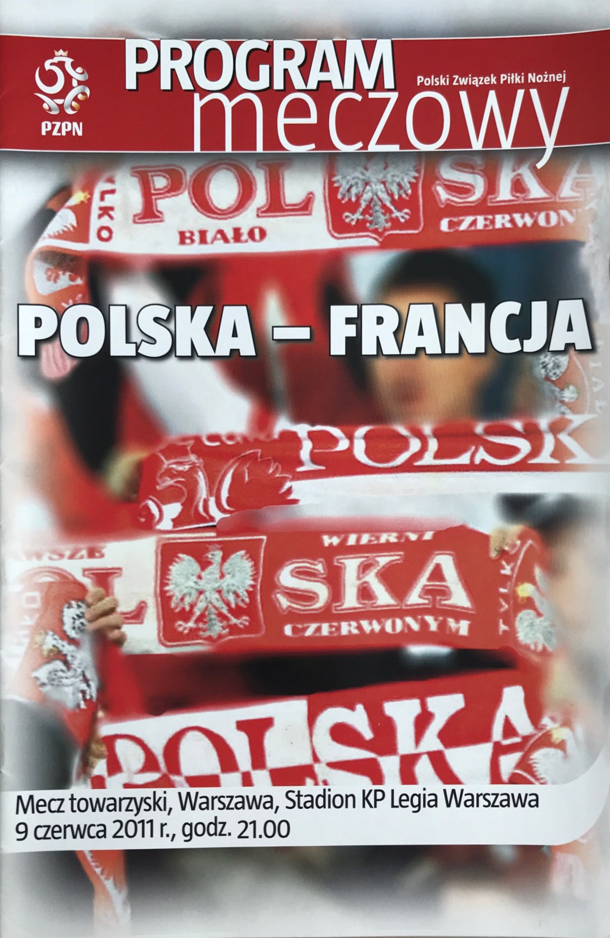 Program meczowy Polska - Francja 0:1 (09.06.2011).