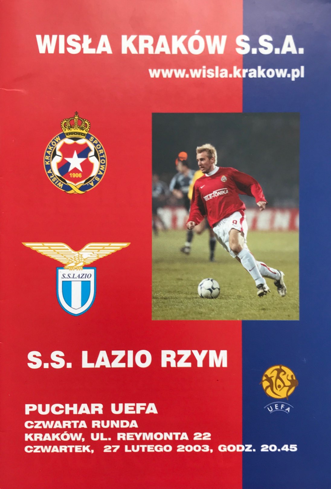 Program meczowy Wisła Kraków - Lazio Rzym 1:2 (05.03.2003).