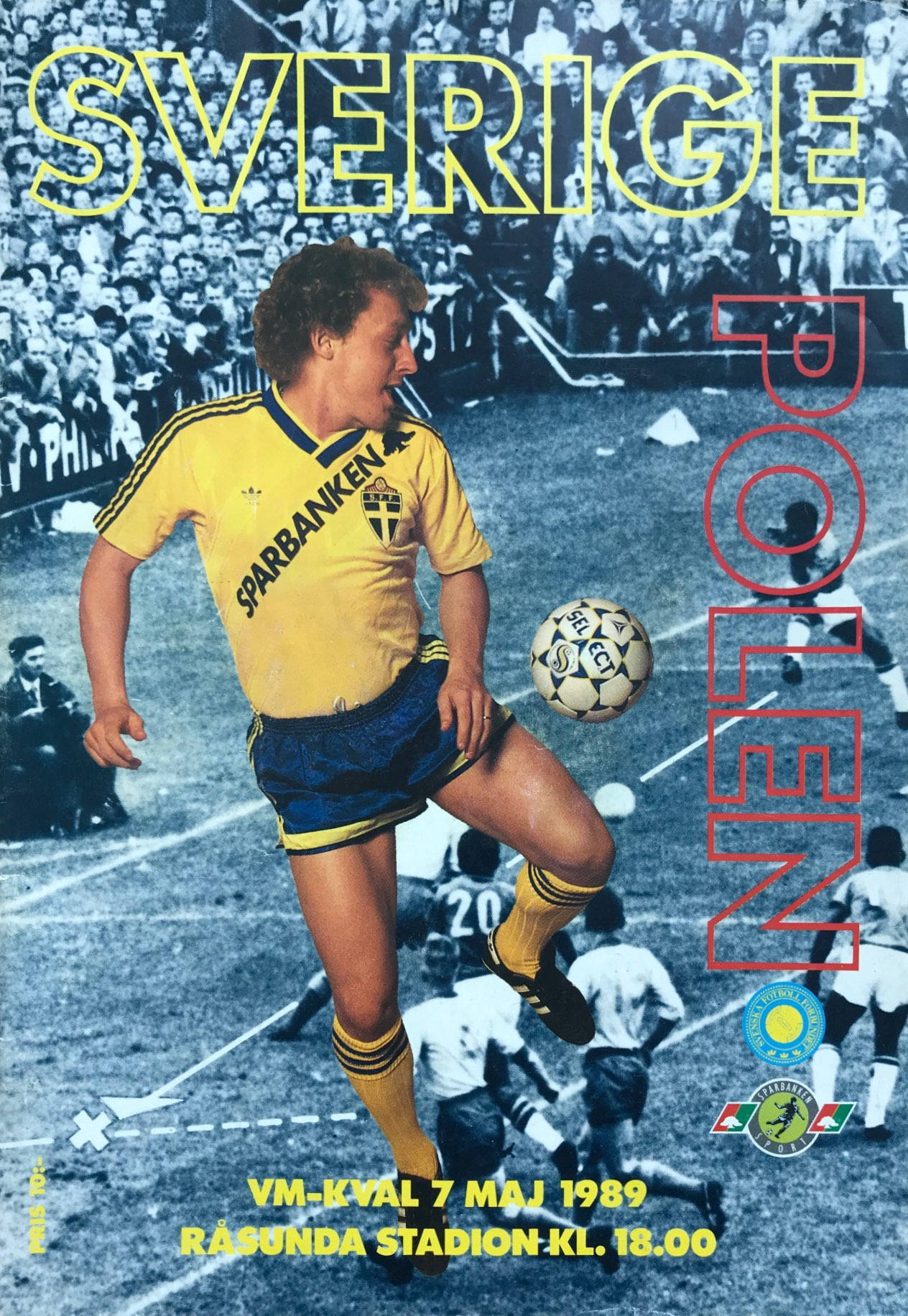 Program meczowy Szwecja - Polska 2:1 (07.05.1989).