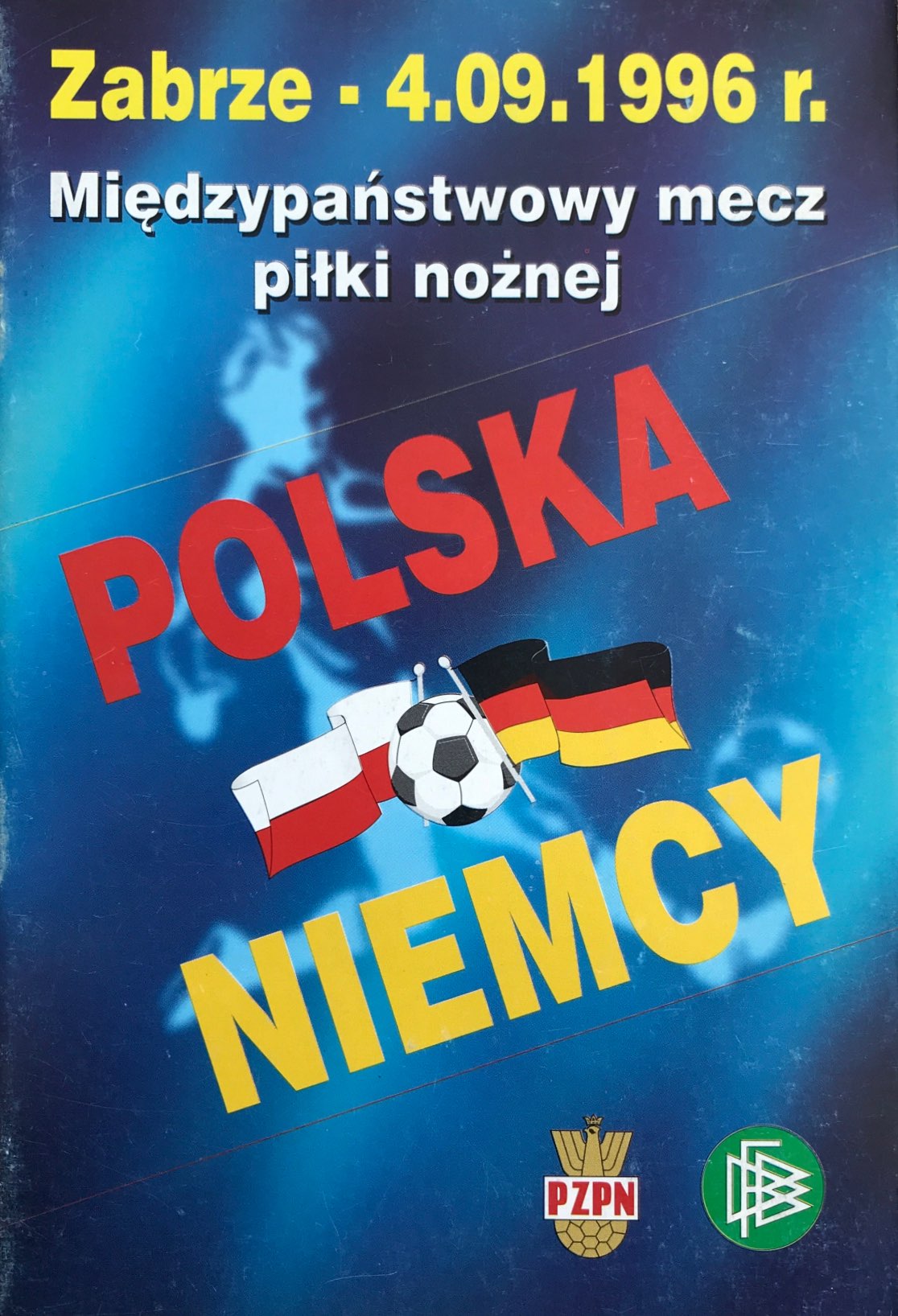 Program meczowy Polska - Niemcy 0:2 (04.09.1996).