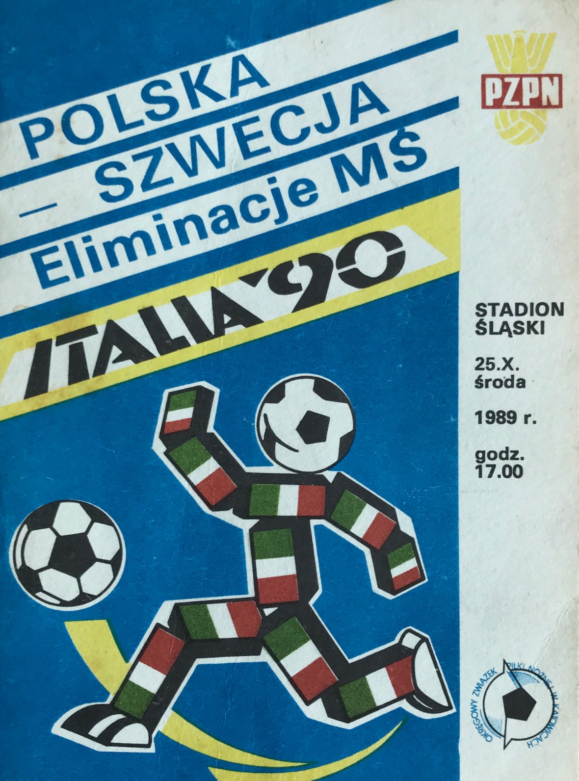 Program meczowy Polska - Szwecja 0:2 (25.10.1989)