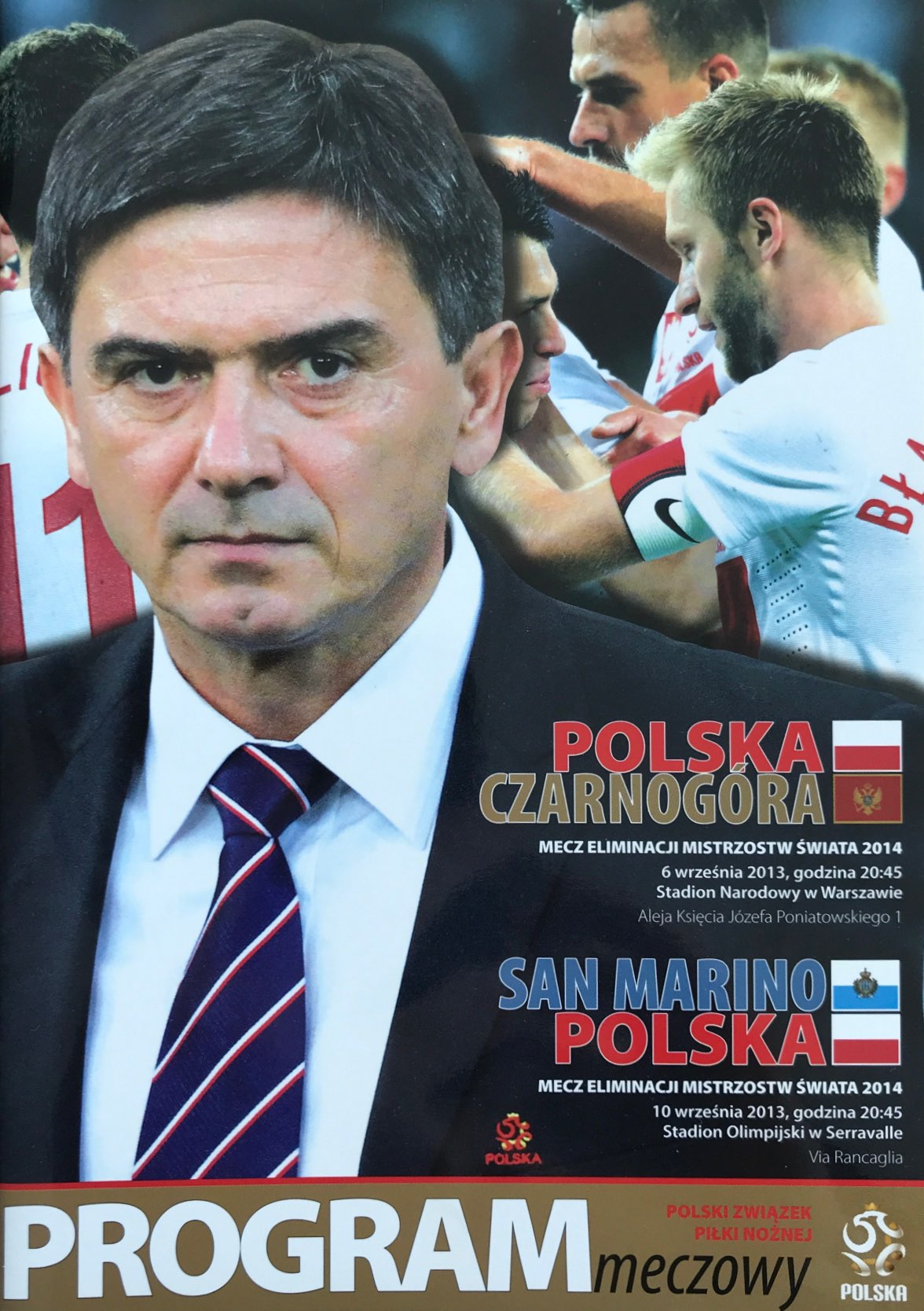 Program meczowy Polska - Czarnogóra 1:1 (06.09.2013) i San Marino - Polska 1:5 (10.09.2013).