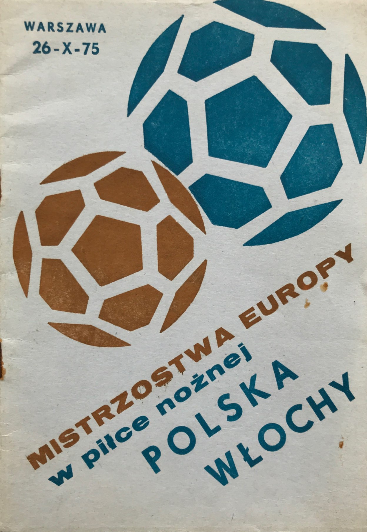 Program meczowy Polska - Włochy 0:0 (26.10.1975).