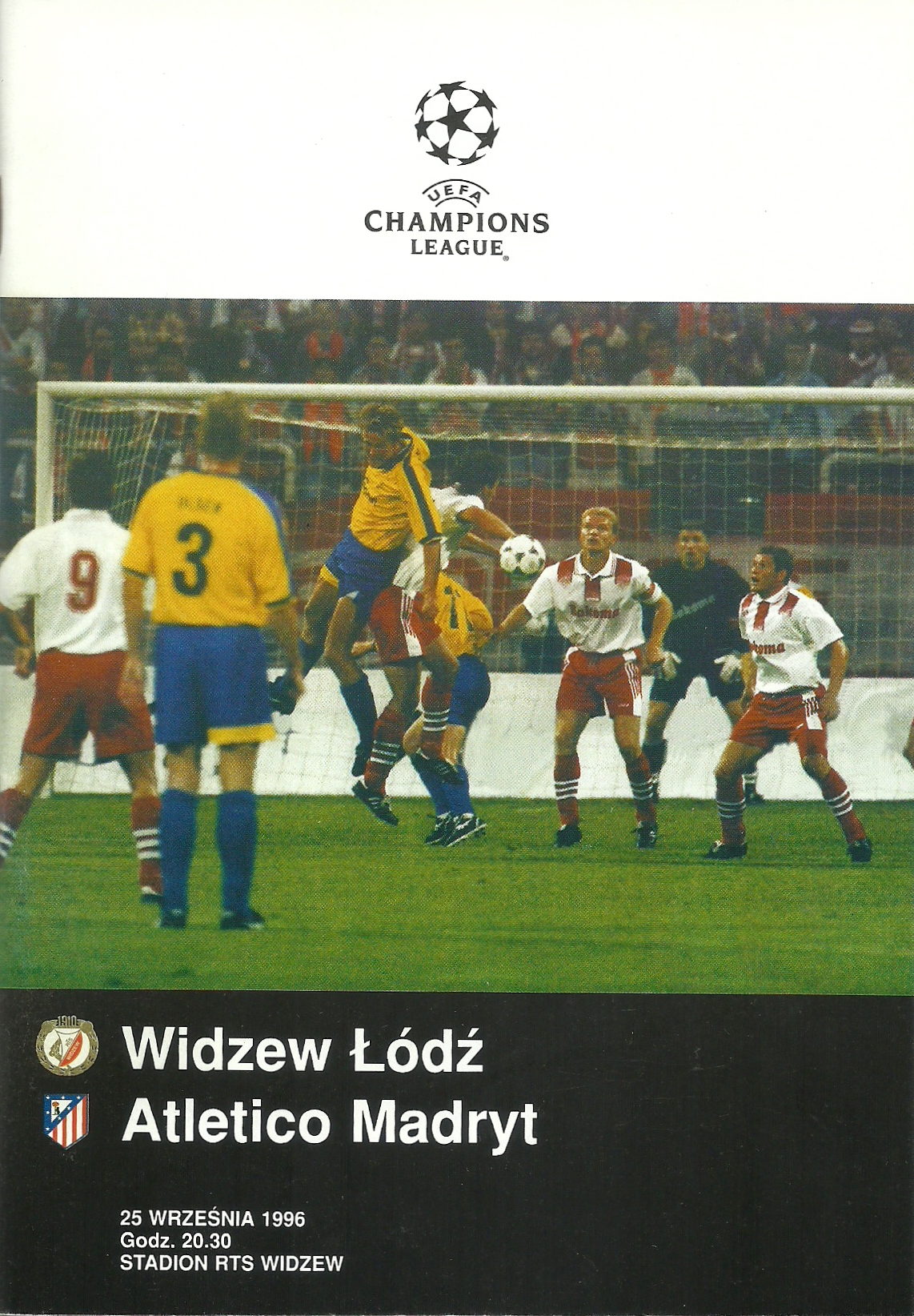 Program meczowy Widzew Łódź - Atlético Madryt 1:4 (25.09.1996).
