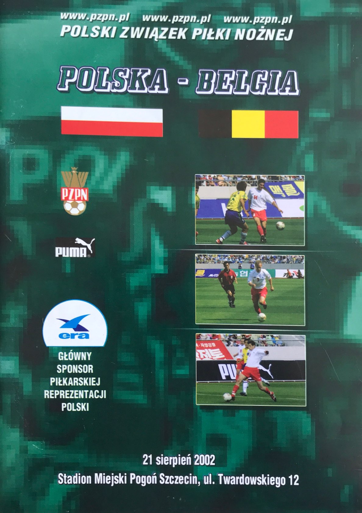Program meczowy Polska - Belgia 1:1 (21.08.2002).