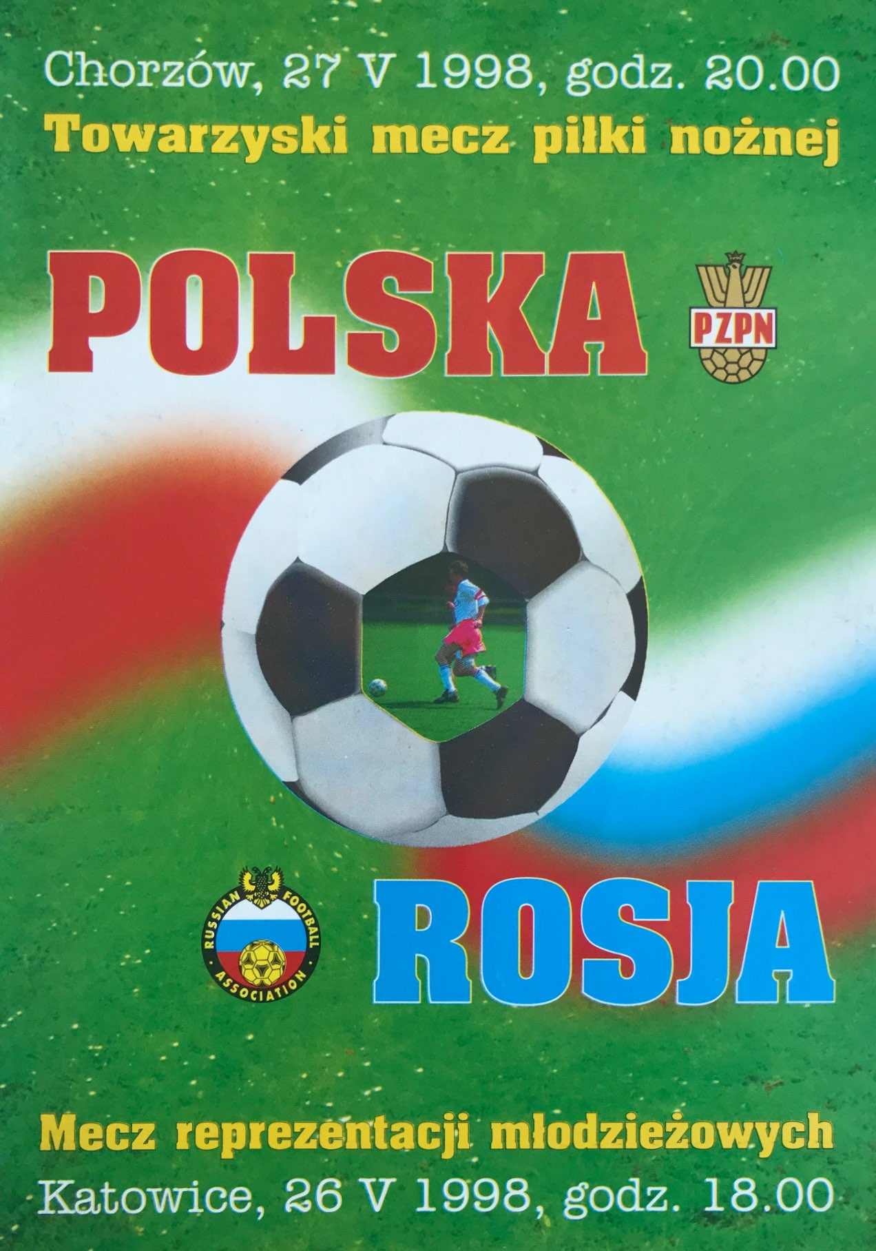 Program meczowy Polska - Rosja 3:1 (27.05.1998)