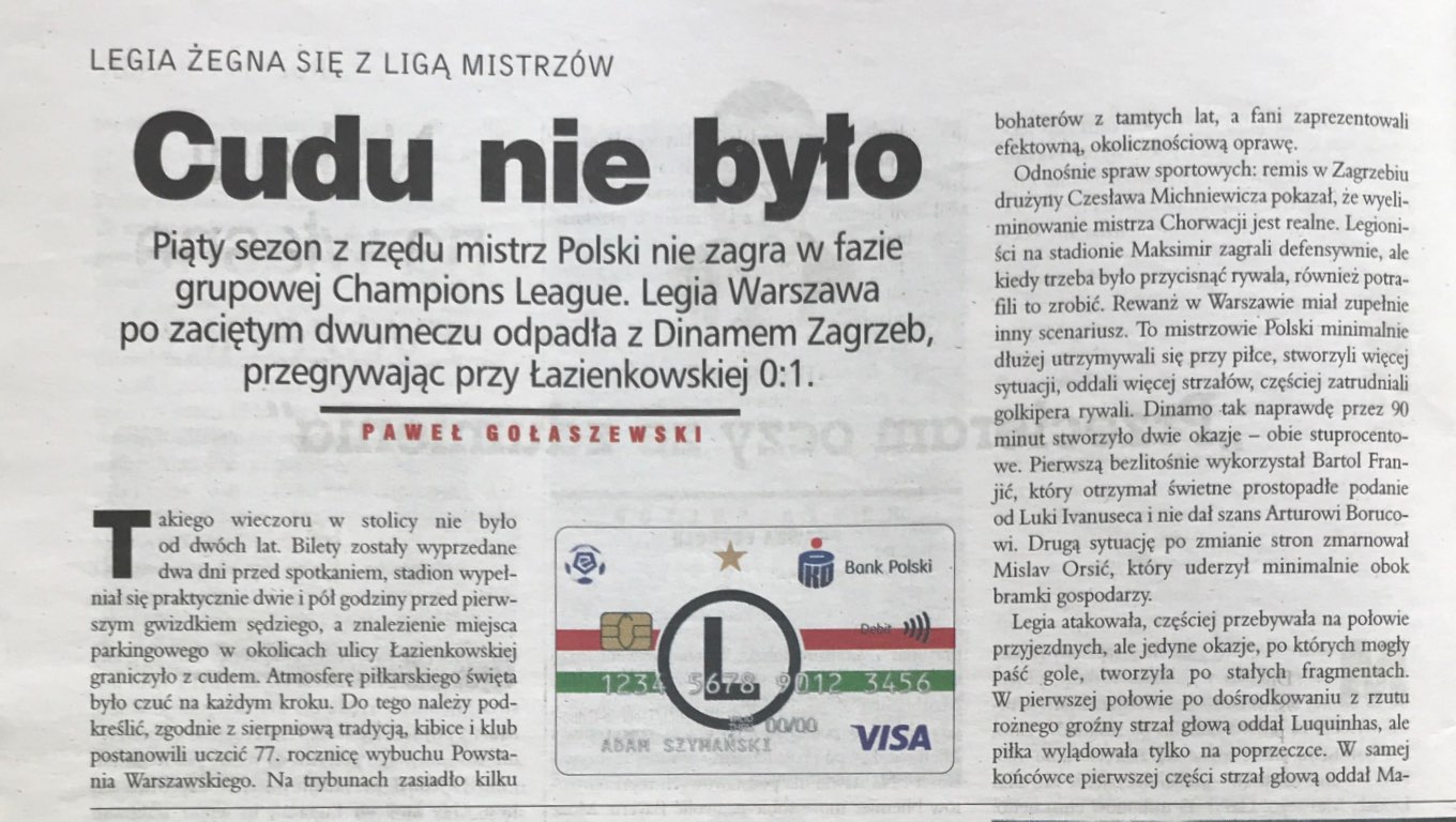 Piłka Nożna po meczu Legia Warszawa - Dinamo Zagrzeb 0:1 (10.08.2021)