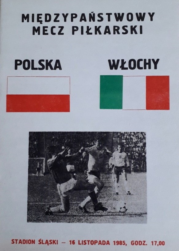 Program meczowy Polska - Włochy 1:0 (16.11.1985)