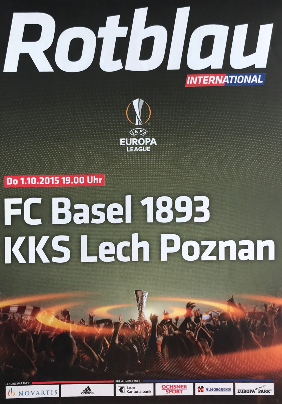 Program meczowy FC Basel - Lech Poznań 2:0 (01.10.2015)