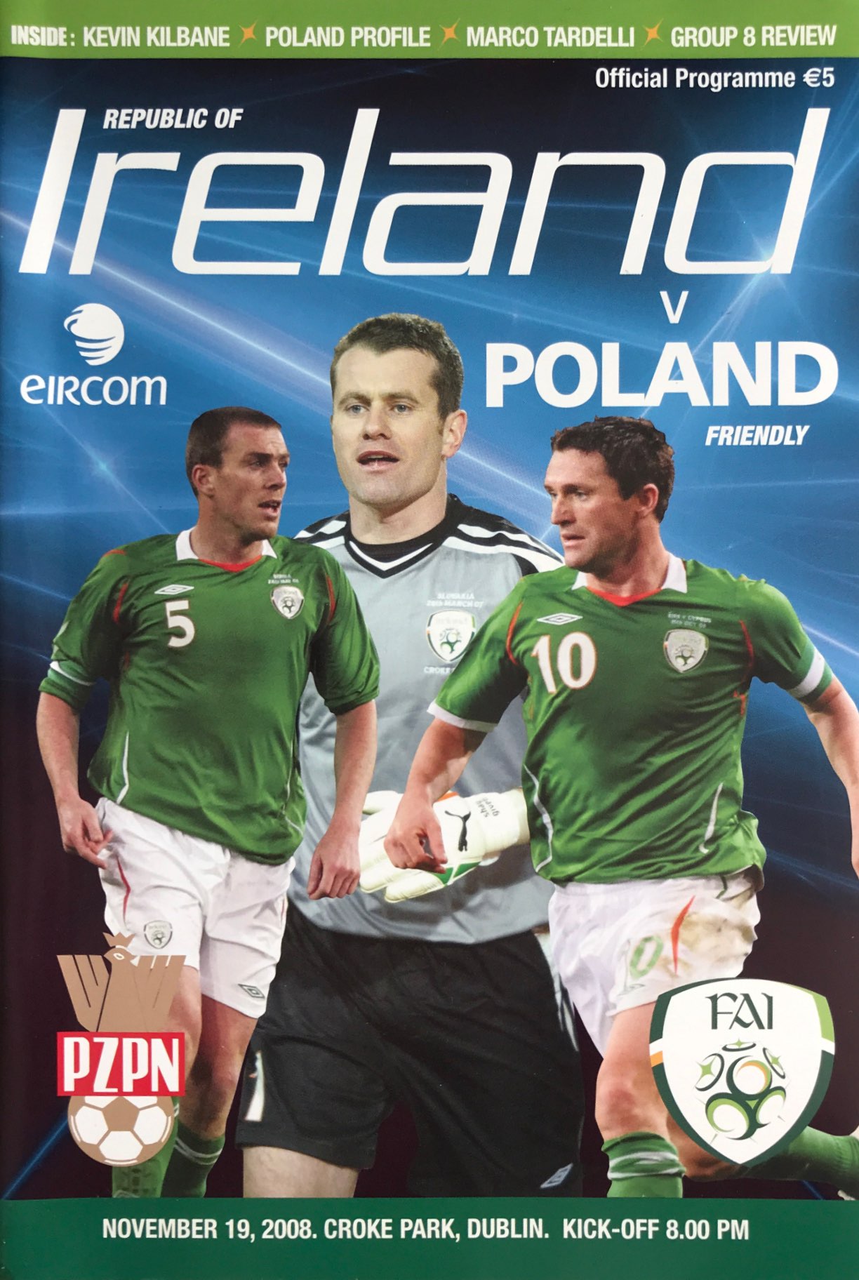 Program meczowy Irlandia - Polska 2:3 (19.11.2008)