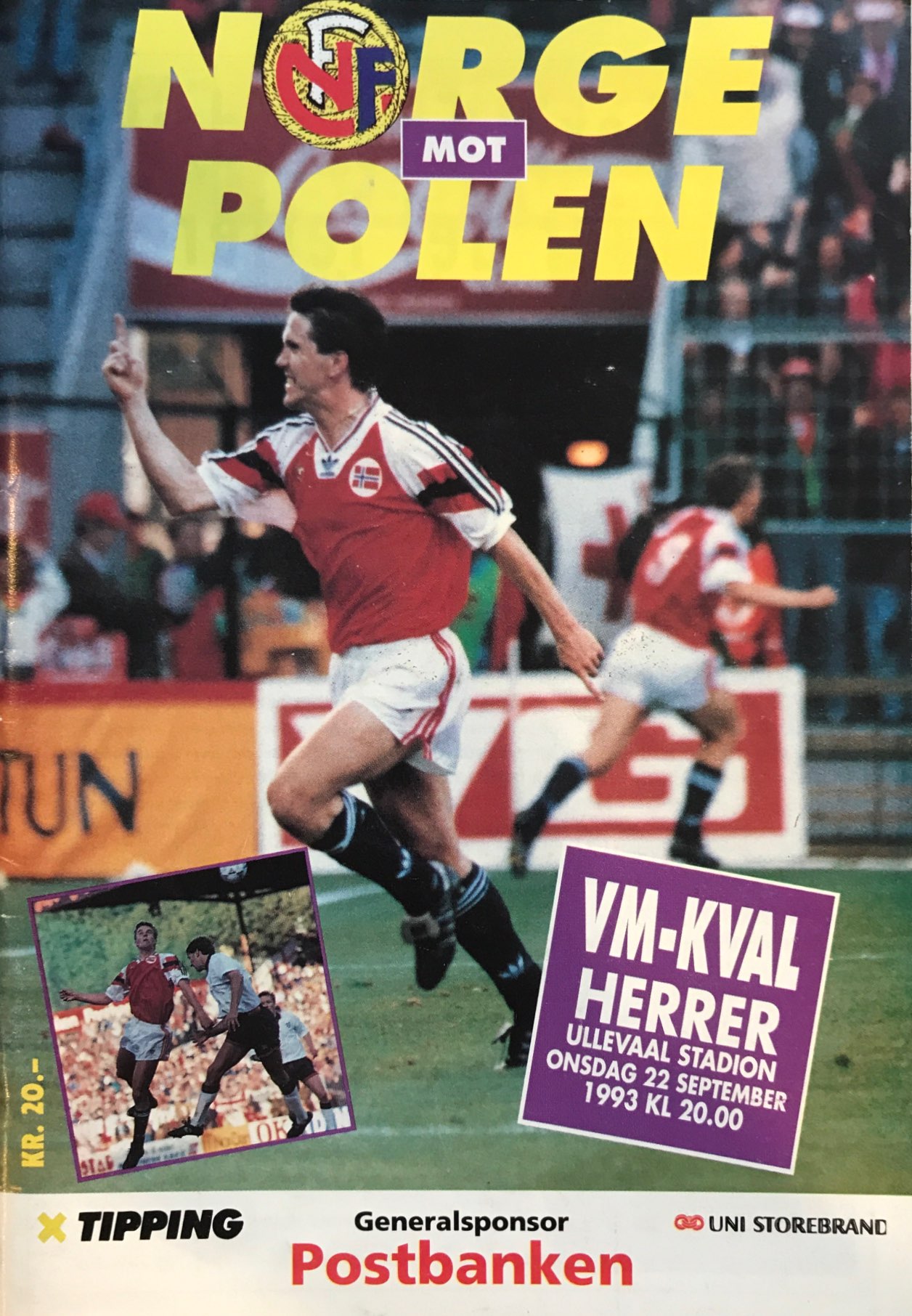 Program meczowy Norwegia - Polska 1:0 (22.09.1993).