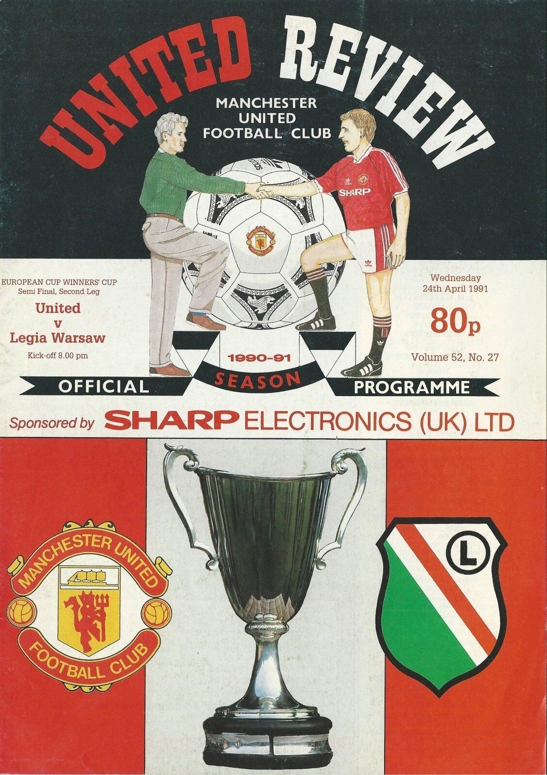 Program meczowy Manchester United - Legia Warszawa 1:1 (24.04.1991)
