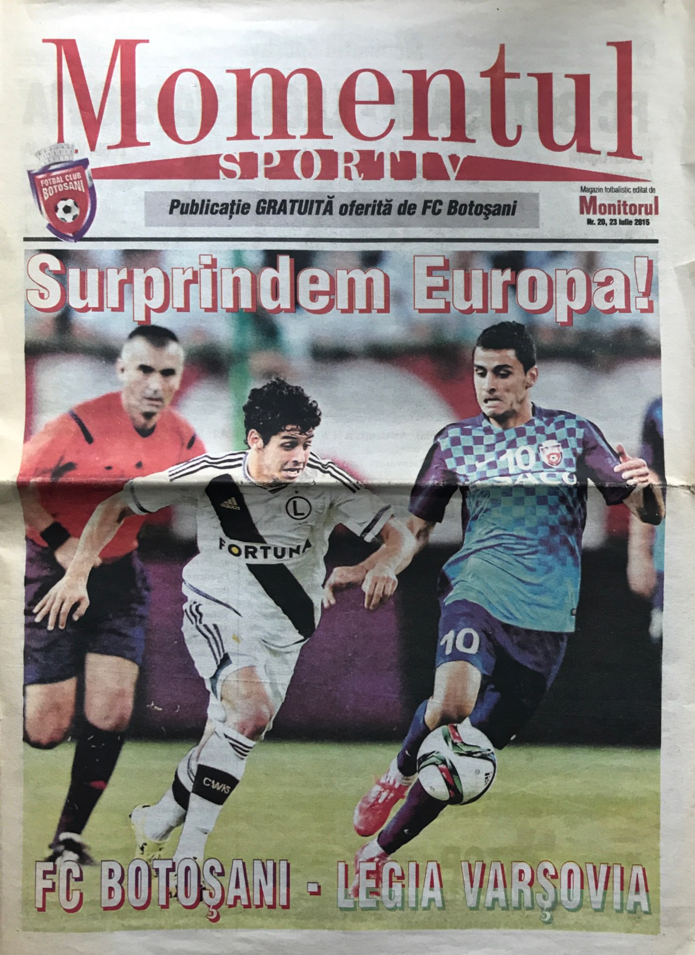 Program meczowy FC Botoșani - Legia Warszawa 0:3 (23.07.2015)