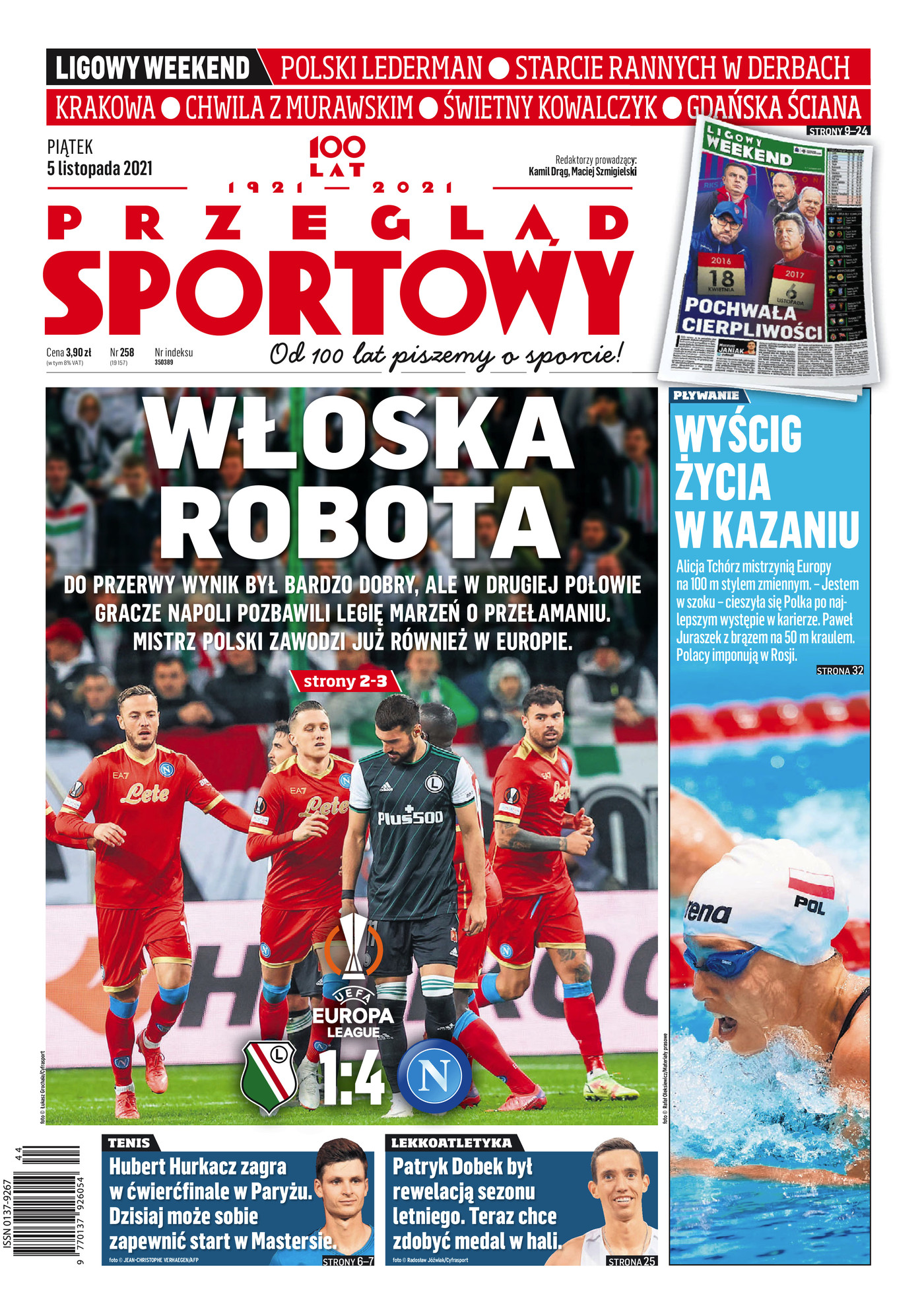 Przegląd Sportowy po meczu Legia Warszawa - SSC Napoli 1:4 (04.11.2021)