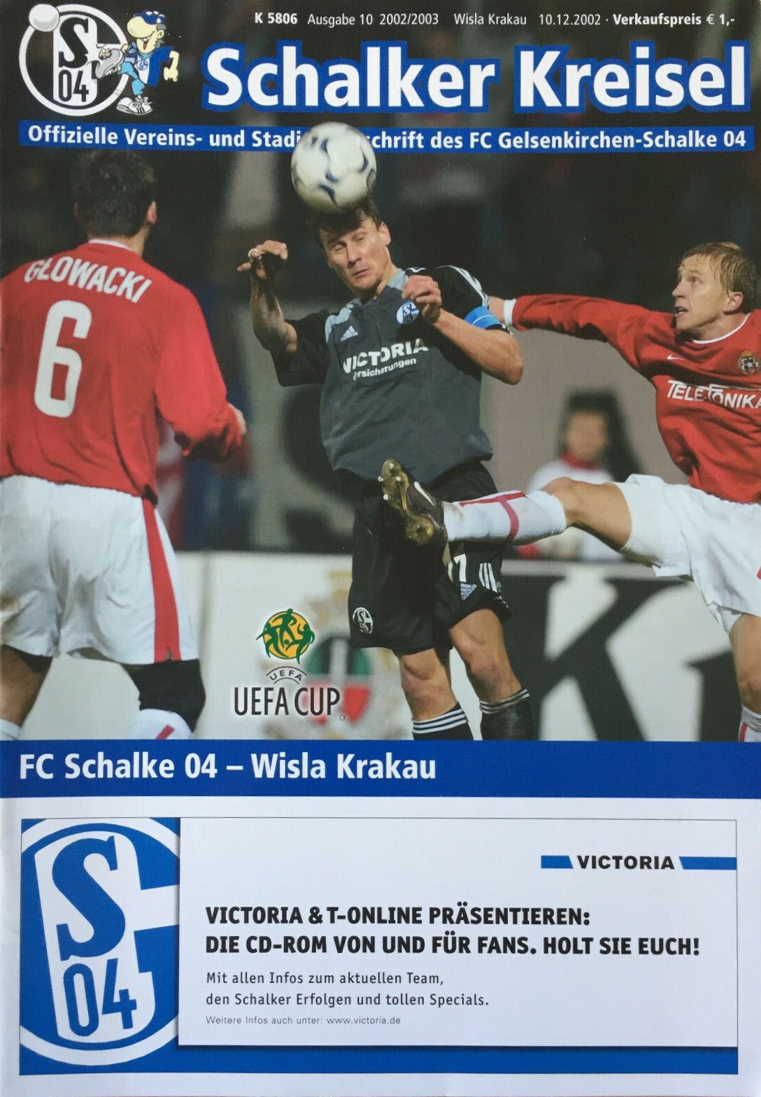 Program meczowy Schalke 04 Gelsenkirchen - Wisła Kraków 1:4 (10.12.2002)