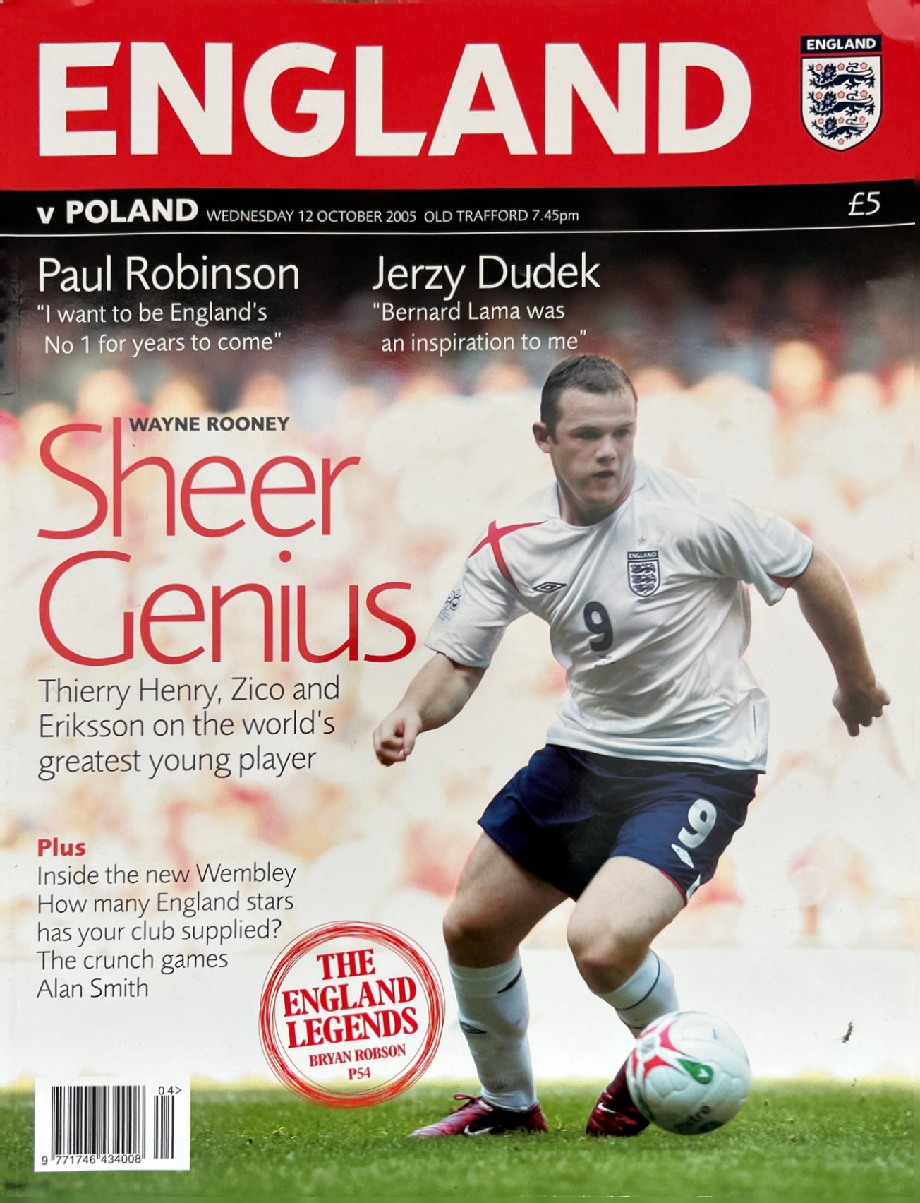 Program meczowy Anglia - Polska 2:1 (12.10.2005)