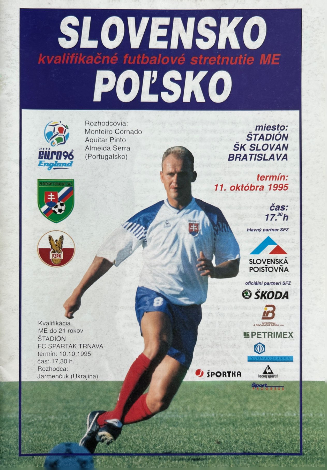 Program meczowy Słowacja - Polska 4:1 (11.10.1995)