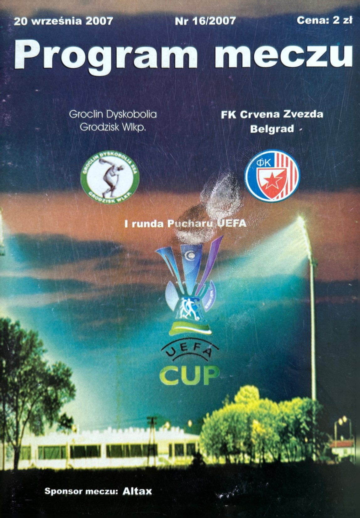 Program meczowy Groclin Dyskobolia Grodzisk Wlkp. - Crvena Zvezda Belgrad 0:1 (20.09.2007)